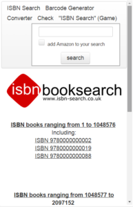 Screenshot of the website isbn-search.co.uk