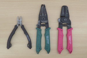 Tools that I use in this tutorial: NS-04 Micro Nippers, PA-14 Wire Stripper, and PA-09 Connector Pliers (any other set of suitable tools can be used).