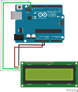 Fritzing files that shows how to wire an LCM1602 IIC V1 module to an Arduino Uno.