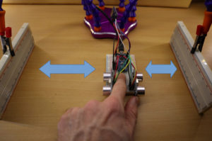 Arduino is moved to the left and to the right in order to collect some data. 