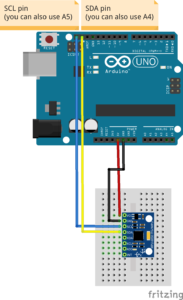 Fritzing file that shows how to wire the GY-521 breakout board to an Arduino Uno.