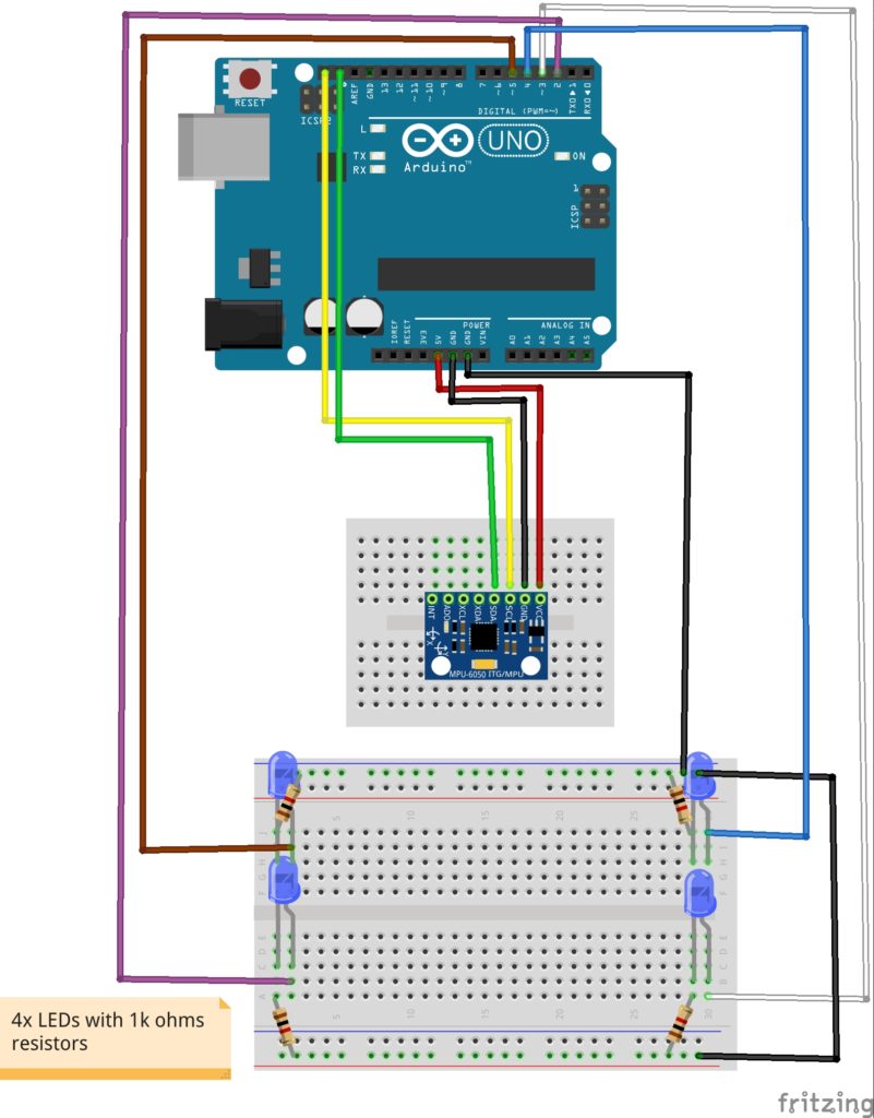 Fritzing file of the GY-521 example application.